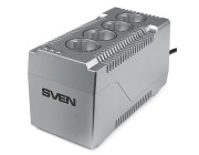 SVEN VR-F1000, 320W, Automatic Voltage Regulator, 4x Schuko outlets, Input voltage: 180-285V, Output voltage: 230V ± 10%, input and output voltage digital indicator on the front panel, Power supply delay function, metal body, Black